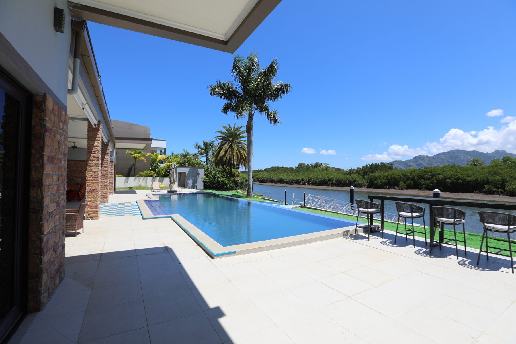 Poolside view of the villa