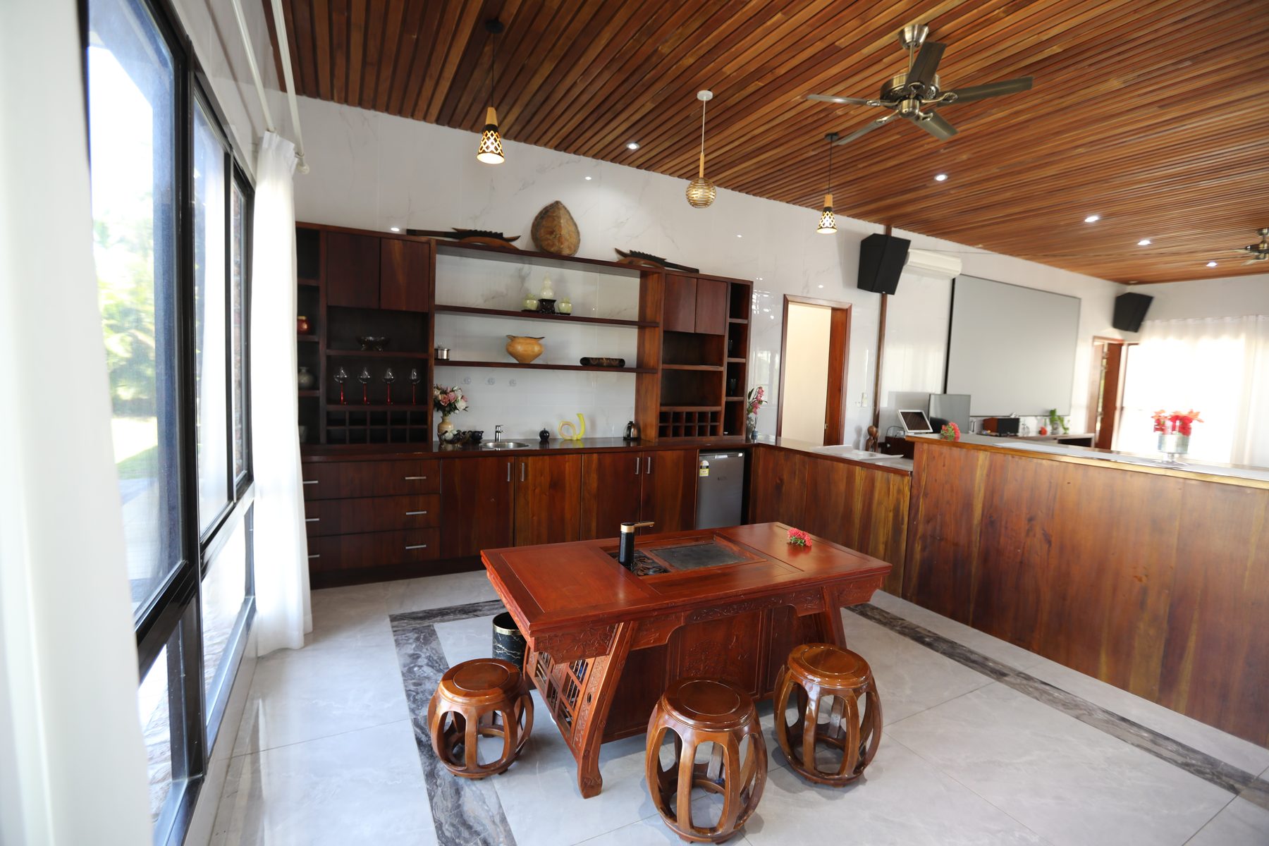 The tea service area